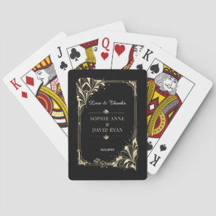 Baraja De Cartas Boda Glam Gold Black Art Deco Casino Las Vegas