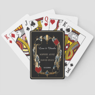 Baraja De Cartas Boda Glam Navy Gold Black Art Deco Noche de Casino