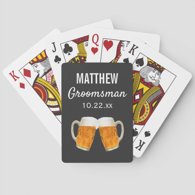Baraja De Cartas Boda Groomsman Favor Beer Cheers (Reverso)