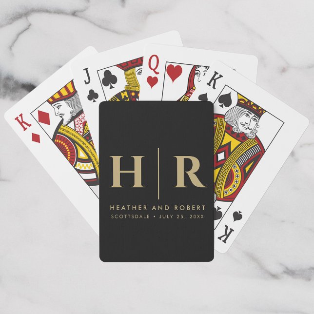 Baraja De Cartas Boda Monograma Novia Personalizado moderna y Groom (Subido por el creador)