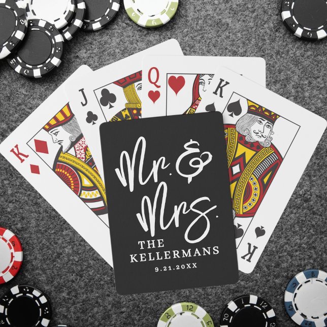 Baraja De Cartas Boda Negra Personalizada (Personalized Black Wedding Poker Cards )