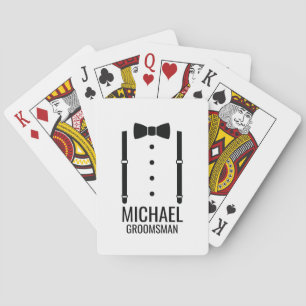 Baraja De Cartas Boda negro Bow Tie Personalizado Groomsmen