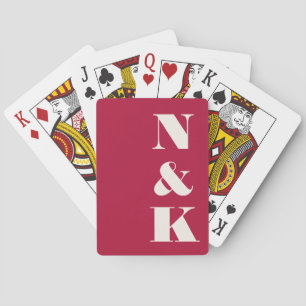 Baraja De Cartas Boda personalizada de Navidad roja con monograma m