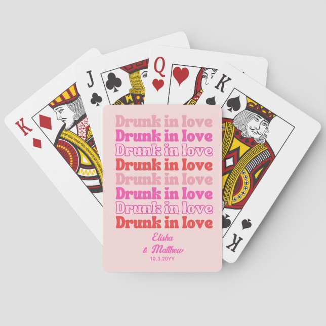 Baraja De Cartas Boda Retro Rosa Embriagada de Amor (Reverso)