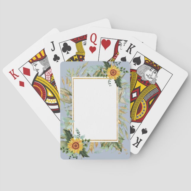 Baraja De Cartas Boda Rústico BOHO Sunflowers Greenery (Reverso)