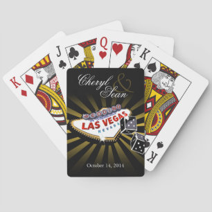 Baraja De Cartas Boda Starburst de Las Vegas negro y oro