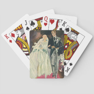 Baraja De Cartas Boda Vintage, recién casados, novia feliz y goom