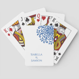 Baraja De Cartas Boda Whimsical Blue Flourish