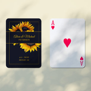 Baraja De Cartas Bodas modernos y elegantes de oro recién casados