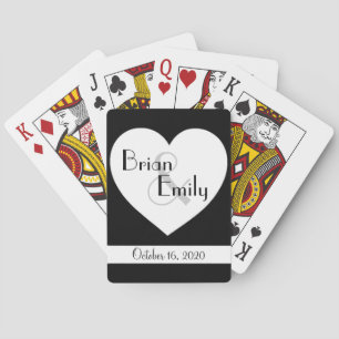 Baraja De Cartas Bodas simples de corazón blanco negro jugando cart