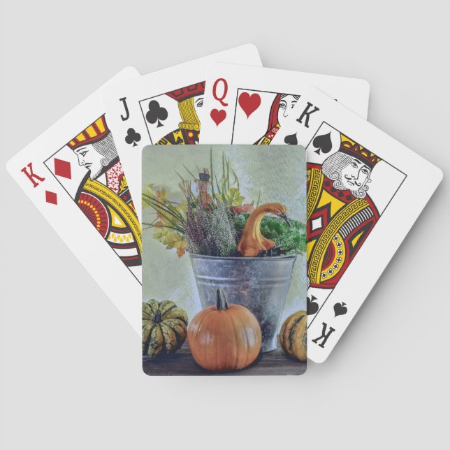 Baraja De Cartas Bodegón de otoño con calabazas, flores (Reverso)