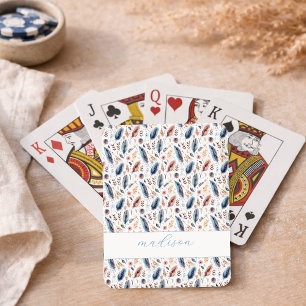 Baraja De Cartas Boho personalizado de plumas florales
