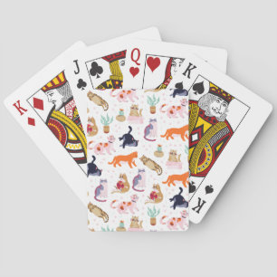 Baraja De Cartas Boho Summer Cute Cats Cactus Green