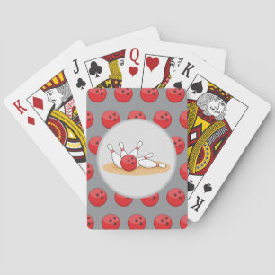 Baraja De Cartas Bola de Boliche Golpeando Bolos con Patrón de Bola