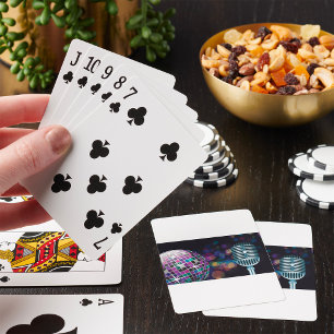 Baraja De Cartas Bola de discoteca retro y micrófono vintage