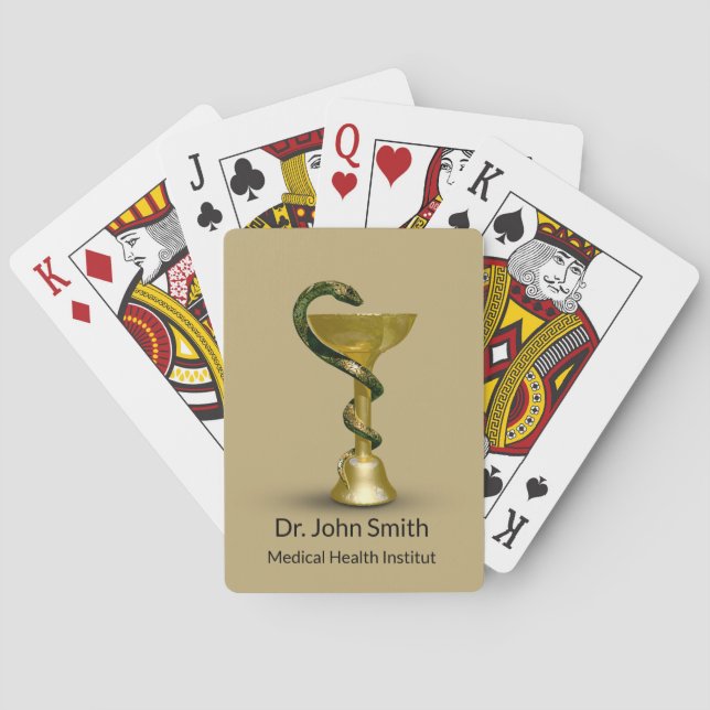 Baraja De Cartas Bola de serpiente médica Hygieia Oro Beige Caduceu (Reverso)