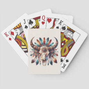 Baraja De Cartas Boletines de juego nativos de Buffalo Skull y Feat