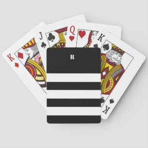 Baraja De Cartas Bolsa de tocador rayada blanca y negra personaliza