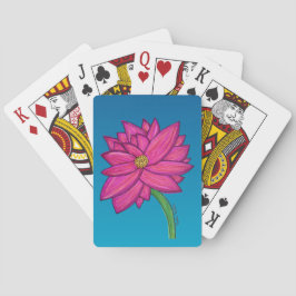 Baraja De Cartas Bolso de flores rosa fucsia con fondo azul