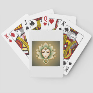 Baraja De Cartas Bolso tote Dama Persa Esmeralda   Abanico floral e
