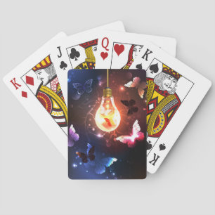Baraja De Cartas Bombilla brillante con mariposas nocturnas
