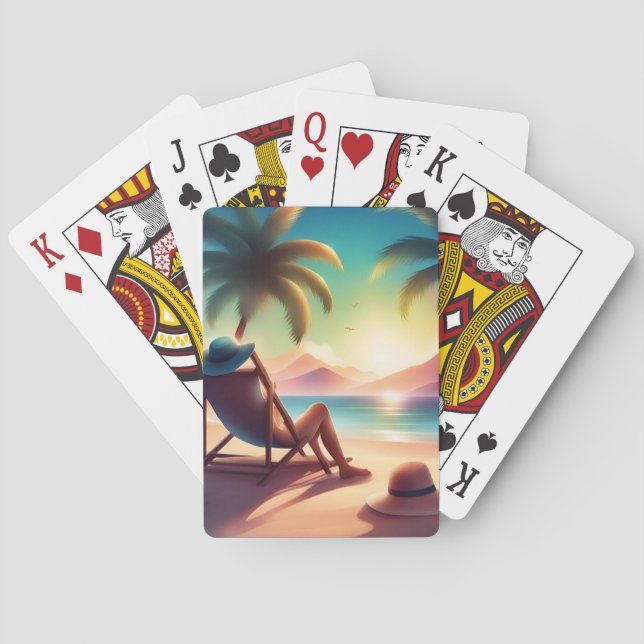 Baraja De Cartas bonita playa (Reverso)