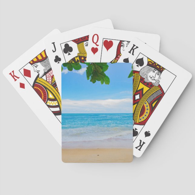 Baraja De Cartas Bonita playa tropical azul (Reverso)