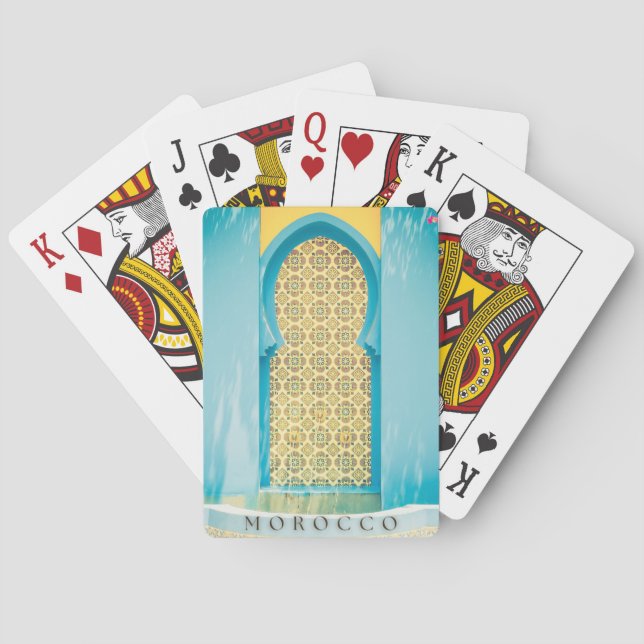Baraja De Cartas Bonita Puerta Marroquí En Marrakech (Reverso)