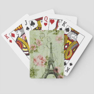 Baraja De Cartas bonito almendrada floral rosa paris torre del eiff