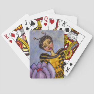 Baraja De Cartas Bonito Bumble Bee Fairy Purple Flower