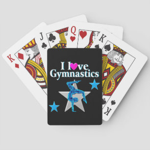 BARAJA DE CARTAS BONITO DISEÑO DE GIMNASIA AZUL Y PLATA