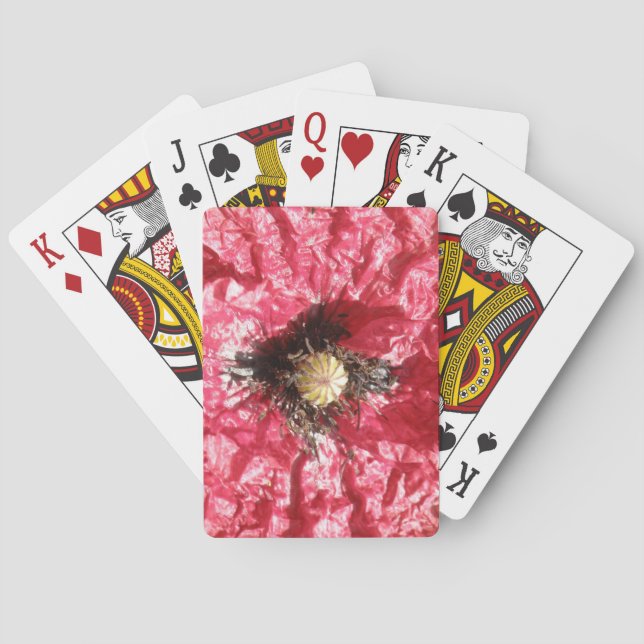 Baraja De Cartas Bonito Flor de amapola roja Macrografía Jugar tarj (Reverso)
