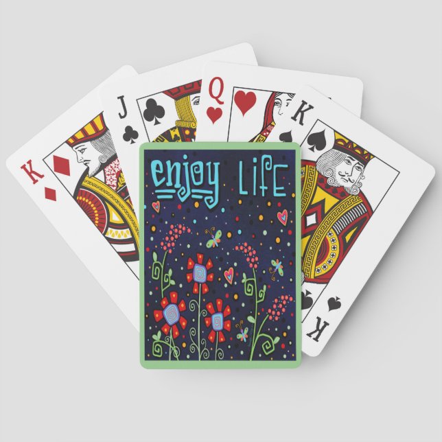 Baraja De Cartas Bonito Floral Disfrutar de la vida Bonito Inspirad (Reverso)
