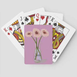 Baraja De Cartas Bonito Gerbera Pastel Flower +Nombre personalizado