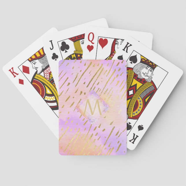 Baraja De Cartas Bonito Girona Purpurina Lluvia de oro rosa (Reverso)