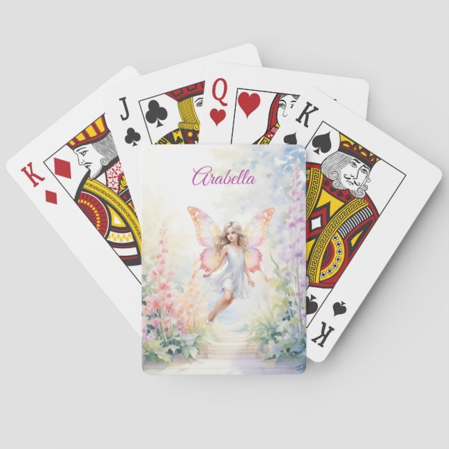 Baraja De Cartas Bonito Pastel de Mariposa en Jardín de Flores (Reverso)