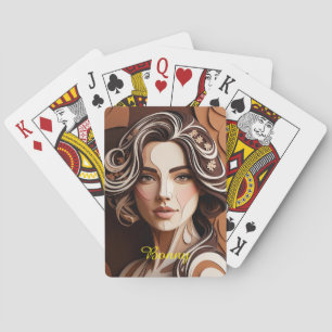 Baraja De Cartas Bonito retrato en papel recortado en tonos cálidos
