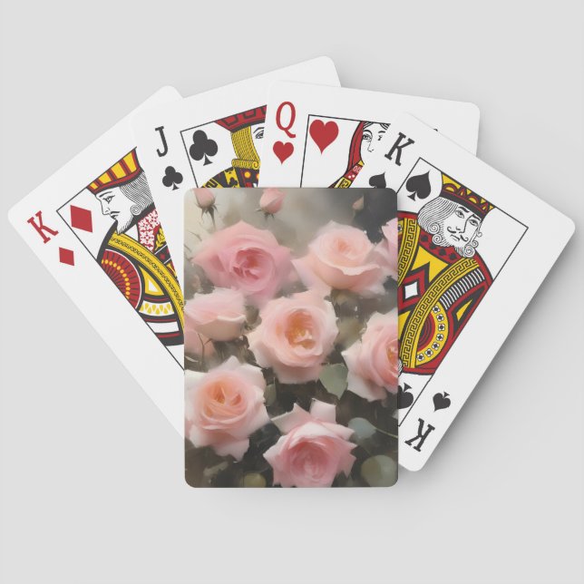 Baraja De Cartas Bonito rosa rosa pintura acuarela (Reverso)