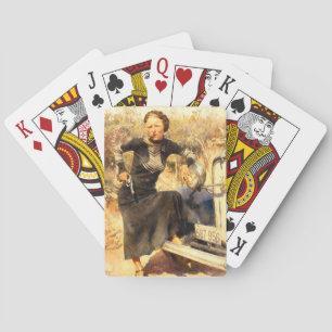 Baraja De Cartas Bonnie Parker Fumando Un Puro 1933 Pintura AI