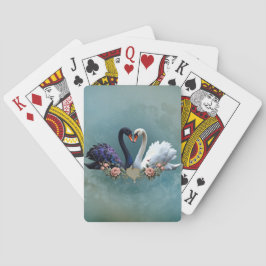 Baraja De Cartas Bono eterno, cisnes negros y blancos enamorados.