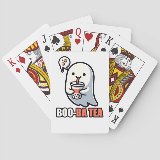 Baraja De Cartas Boo-Ba Tea Ghost – Playful Halloween Boba Lover De (Reverso)