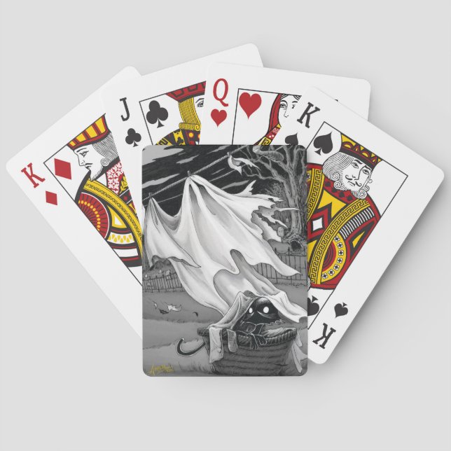 Baraja De Cartas Boo Kitty ayuda con tarjetas de reproducción de la (Reverso)