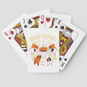 Baraja De Cartas Bootismo divertida Halloween Coquette Bow Pumpkin