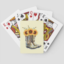 Baraja De Cartas Boots rústicos de vaquero con girasoles