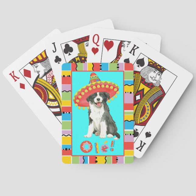 Baraja De Cartas Border collie de la fiesta (Reverso)