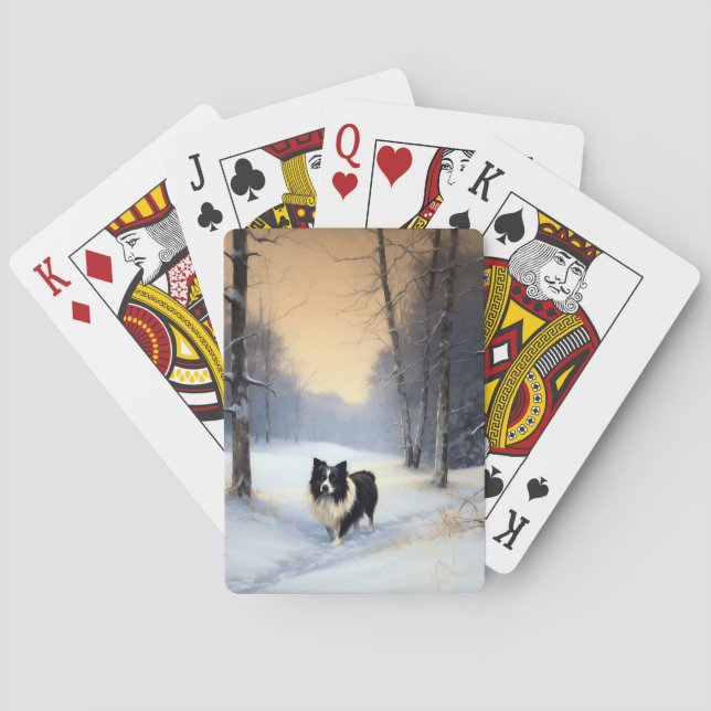 Baraja De Cartas Border Collie Deja que nieve Navidad (Reverso)