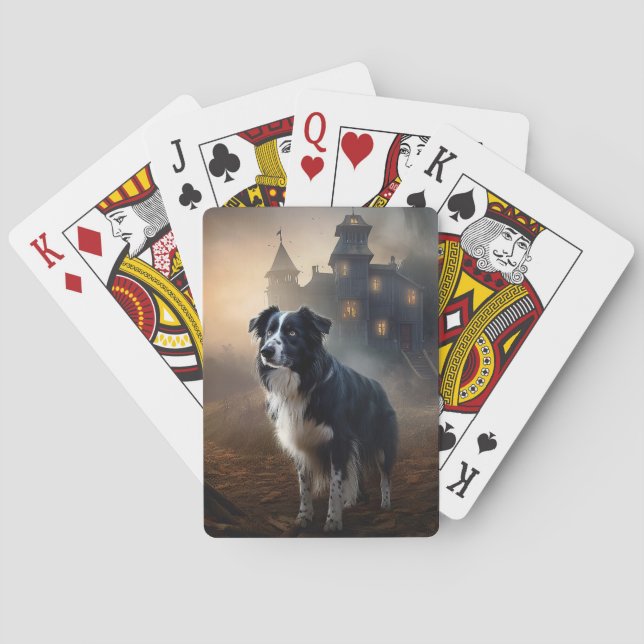 Baraja De Cartas Border Collie Halloween Aterrador (Reverso)