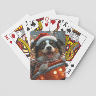 Baraja De Cartas Border Collie Perro Montaña Rusa Navidad