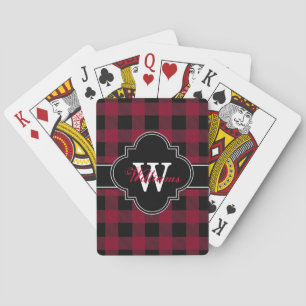 Baraja De Cartas Borgoña Black Buffalo Check Plaid 1IQN