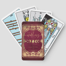 Baraja De Cartas Borgoña y Boda celeste de faux Gold Tarot